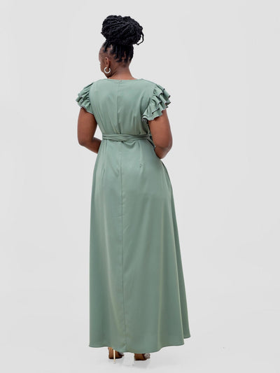 Vivo Nasinka A - line Maxi Dress - Dusty Green - Shopzetu