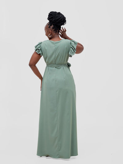 Vivo Nasinka A - line Maxi Dress - Dusty Green - Shopzetu