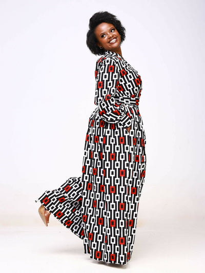 Ancestral House DD Afrocentric Jumpsuit - White Print - Shopzetu