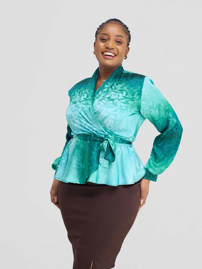 Silk House Collection Niara Top - Green Print - Shopzetu