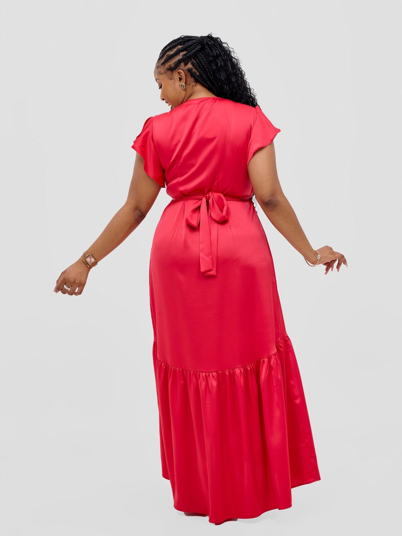 Vivo Hanabi Wrap Maxi Dress - Red - Shopzetu