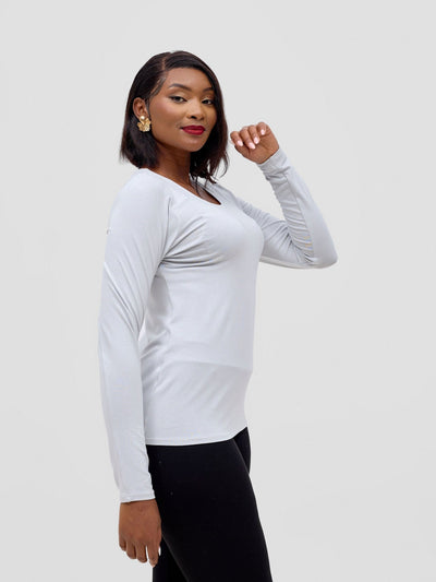 Vivo Basic Long Sleeved Top - Light Grey - Shopzetu