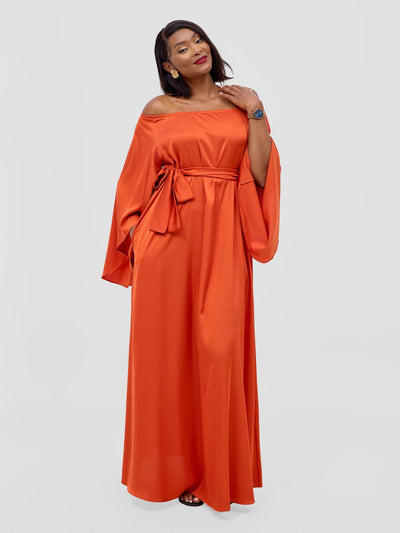 Vivo Chidii Off Shoulder Maxi Dress - Rust - Shopzetu