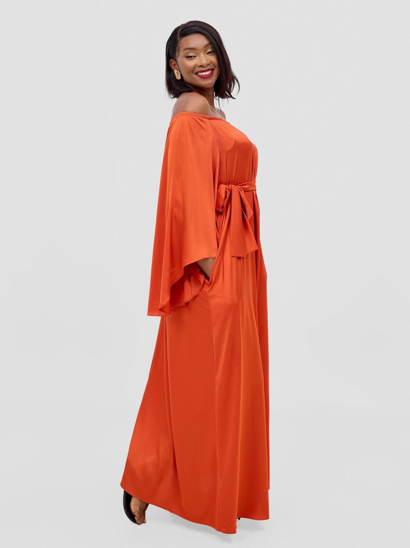 Vivo Chidii Off Shoulder Maxi Dress - Rust - Shopzetu