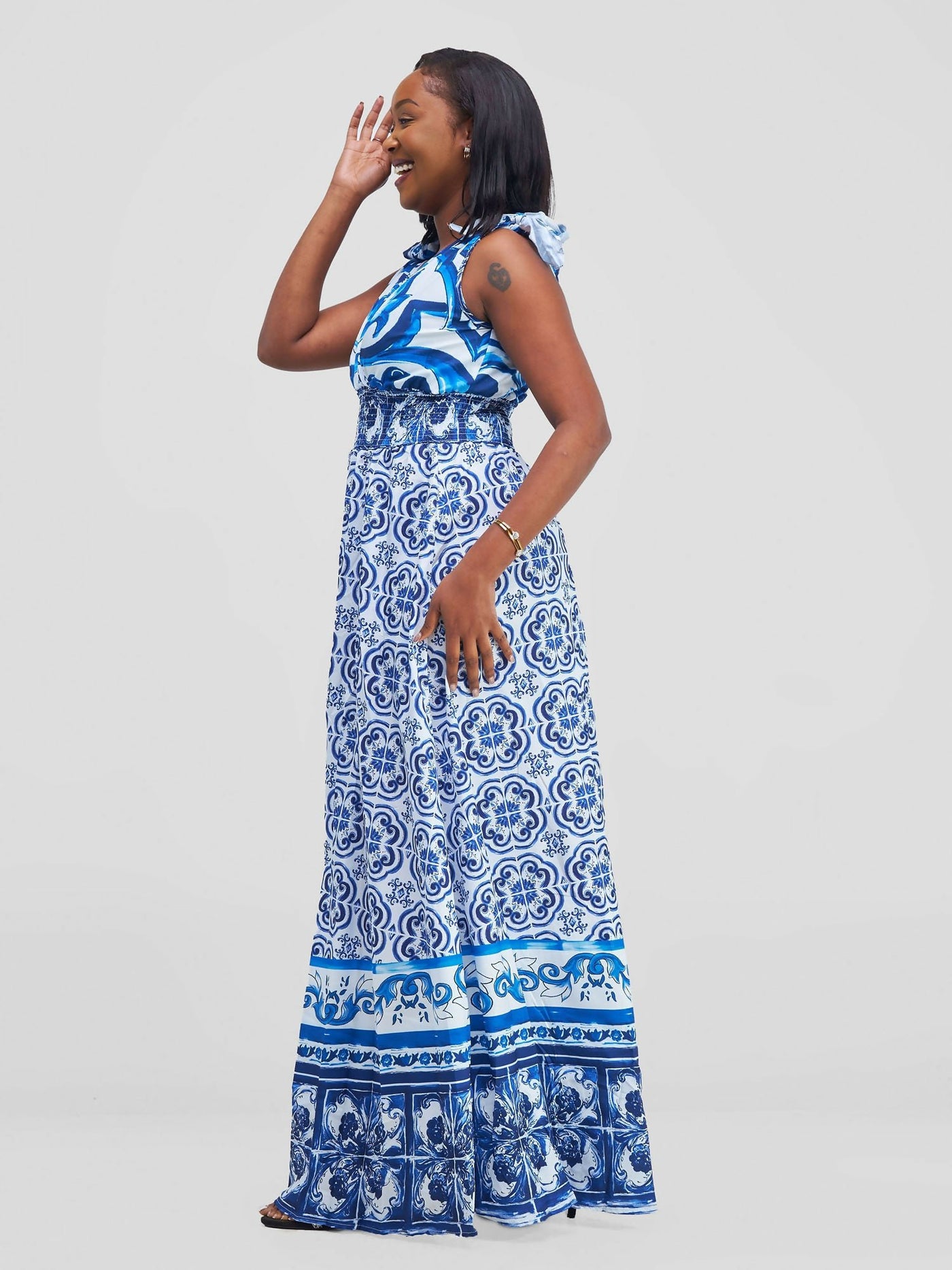 Stylish Sisters Maxi Dresses - Blue / White - Shopzetu