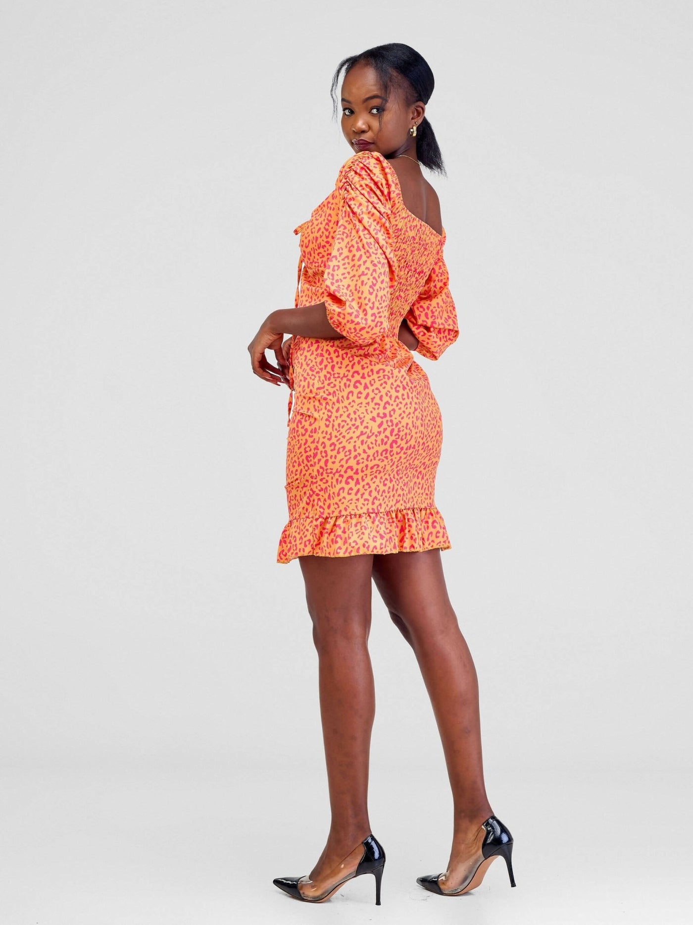Miss Kerre Fashions Estee Off-shoulder Party Dress - Orange - Shopzetu