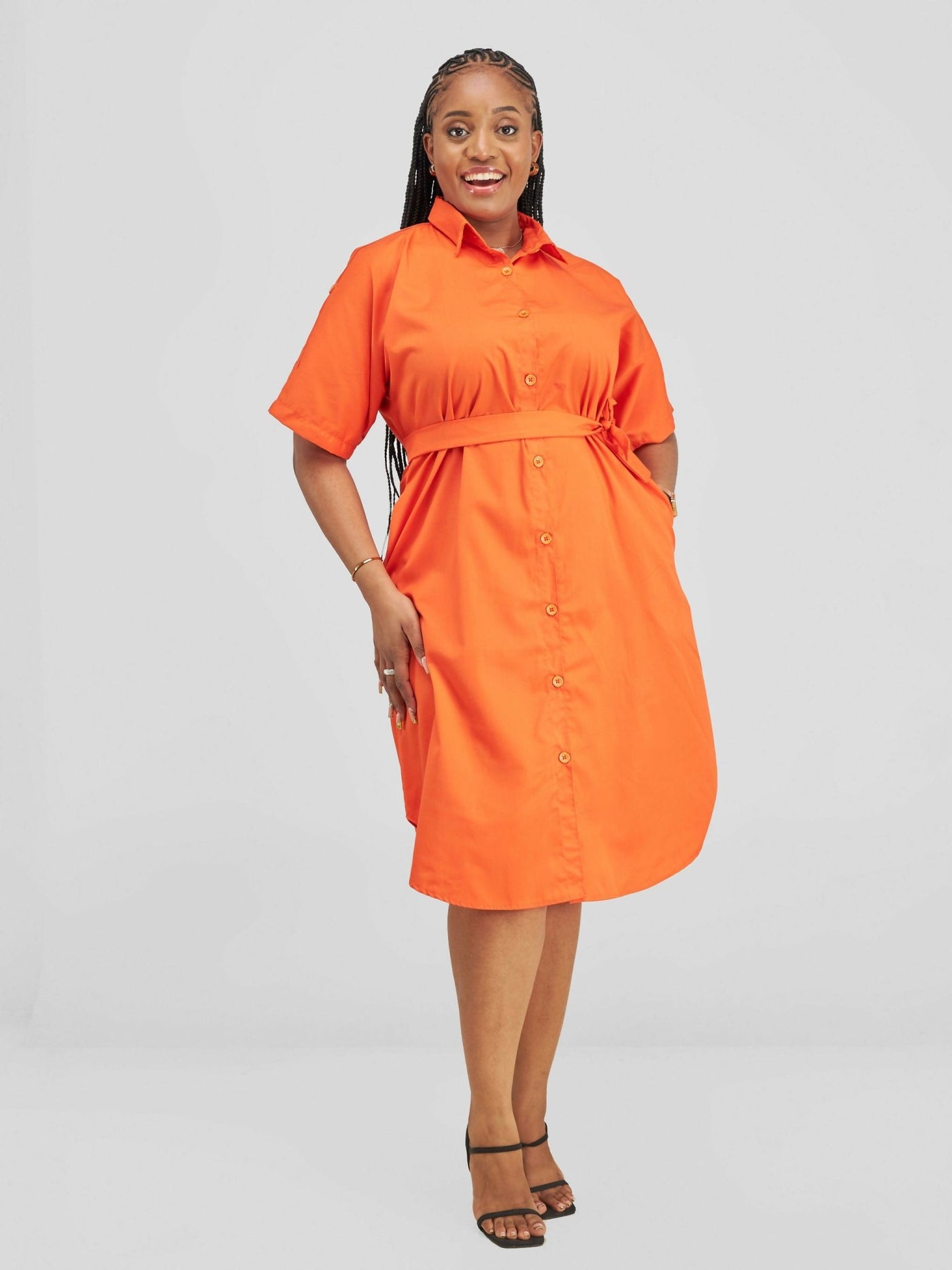 Lizola Elliot Shirt Dress - Orange - Shopzetu