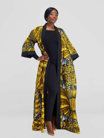 Simbaress Njano Long Kimono - Yellow / Black - Shopzetu