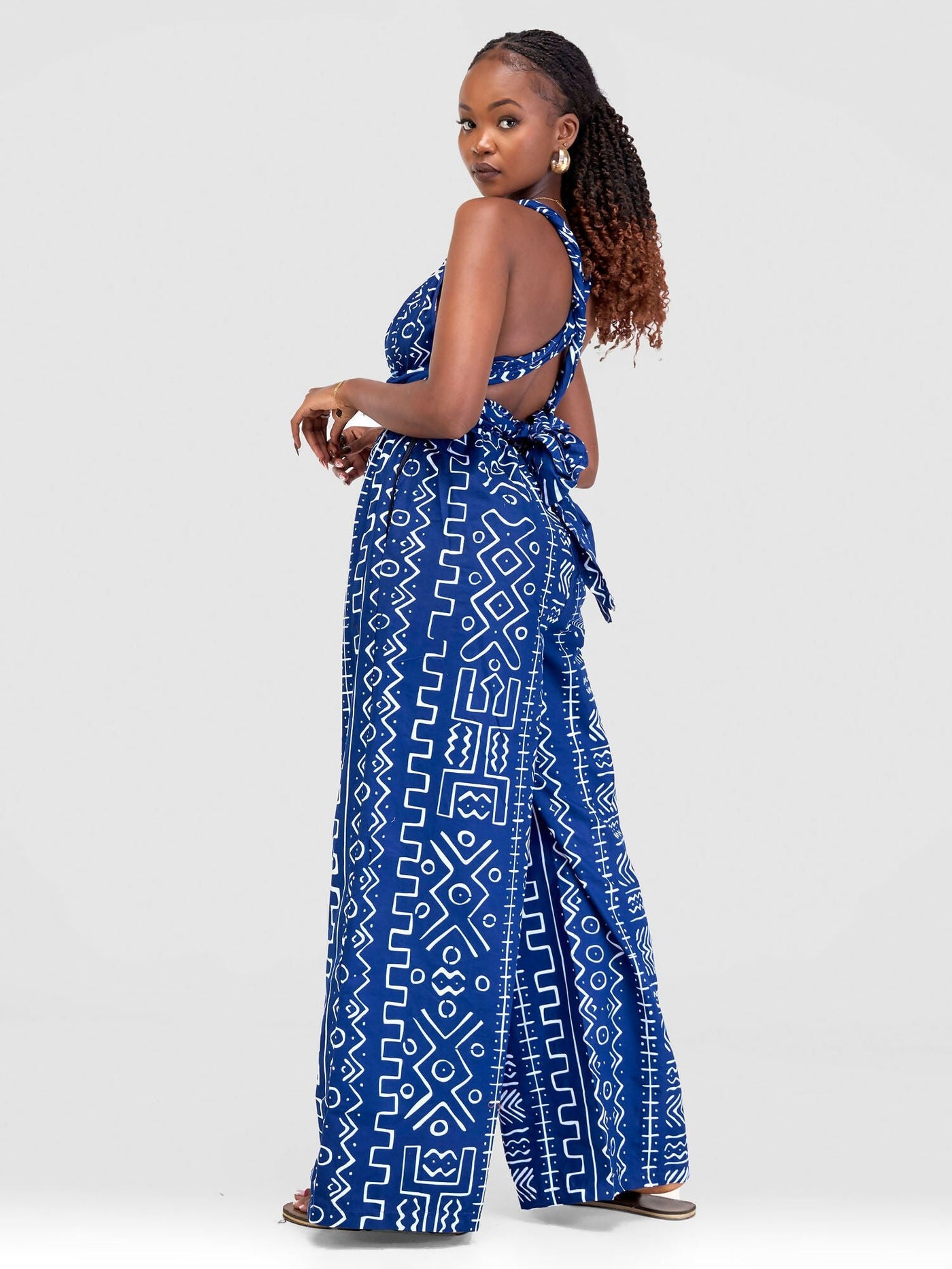 African Yuva Toucan Infinity African Print Jumpsuit - Blue - Shopzetu