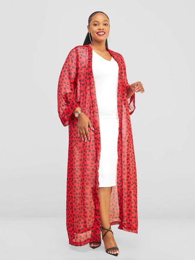 Lizola Emelia Kimono - Red / Black - Shopzetu