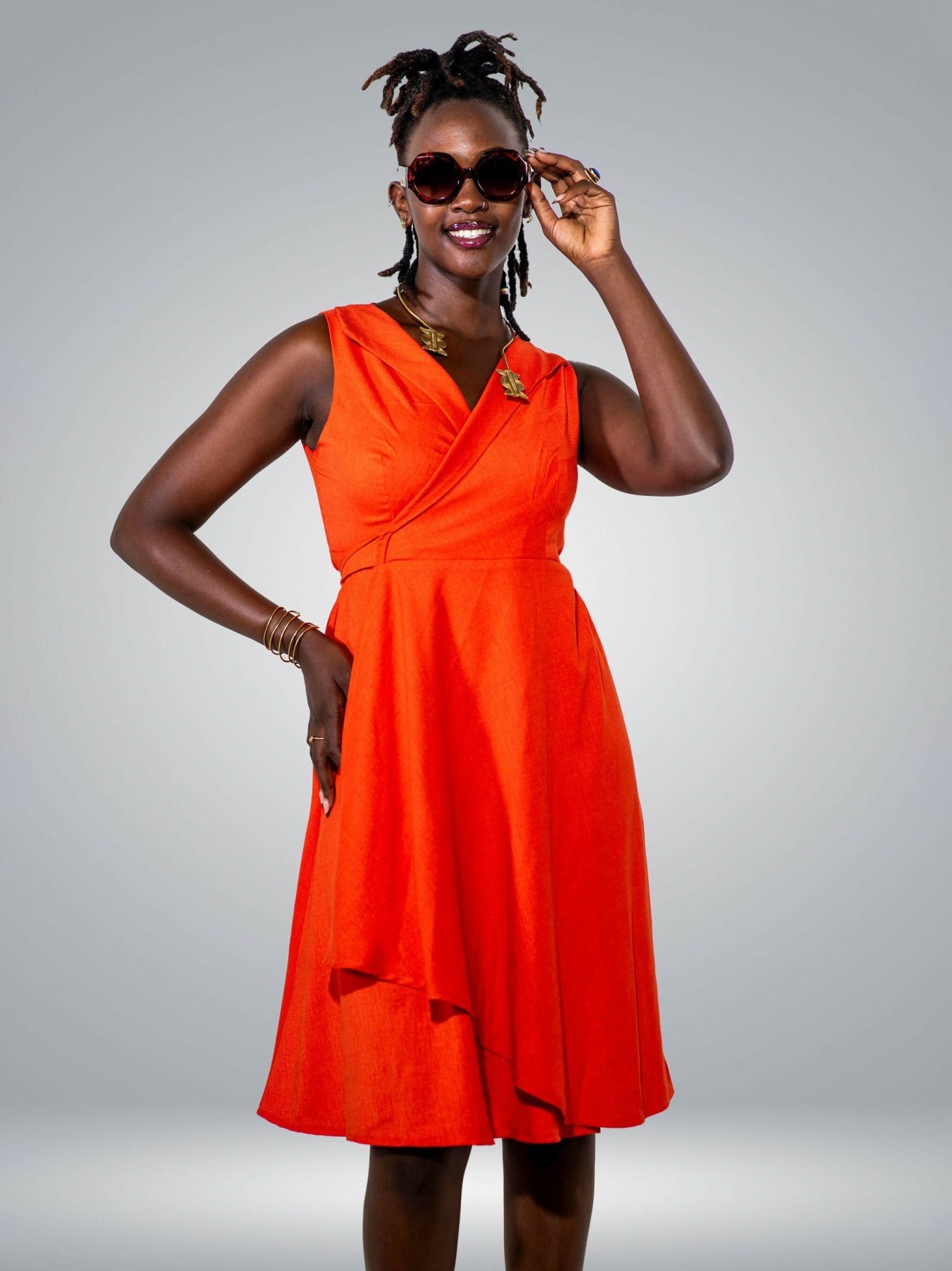 The Innovators Wrapper Dress - Orange - Shopzetu