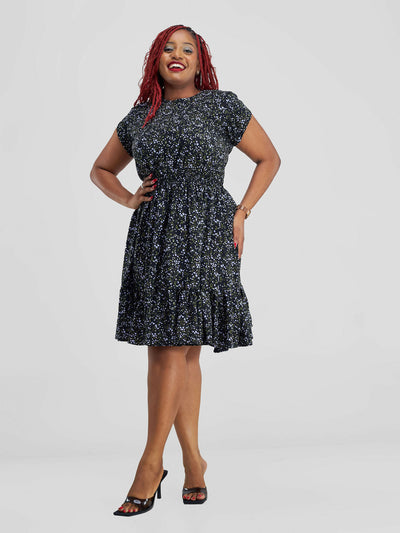 Elsie Glamour Ivy Floral Dress - Black Floral Print