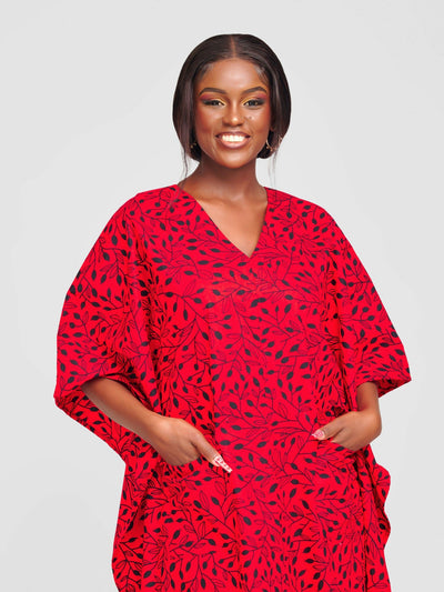 Tuli Jamilah Ankara Kaftan Dress - Black / Red - Shopzetu