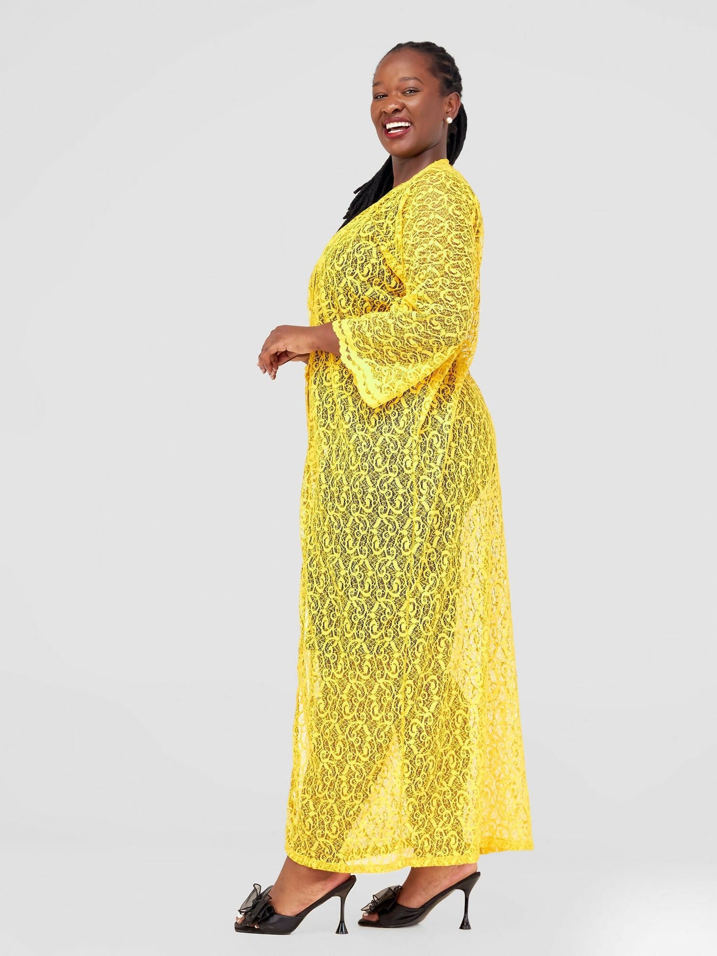 Zamaya Stitches Lace Kimono - Yellow - Shopzetu