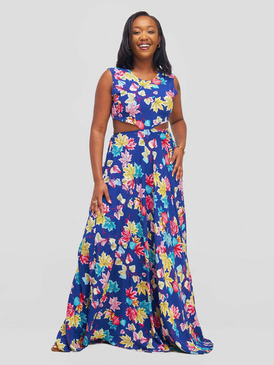 Stella Customized Kenya Dress - Blue Floral - Shopzetu