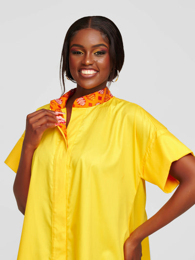 Tuli Amani Shirt Dress - Yellow - Shopzetu