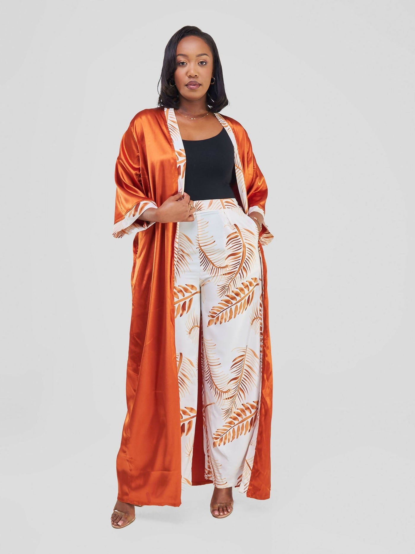 Taraji Two Piece Set - White / Orange - Shopzetu