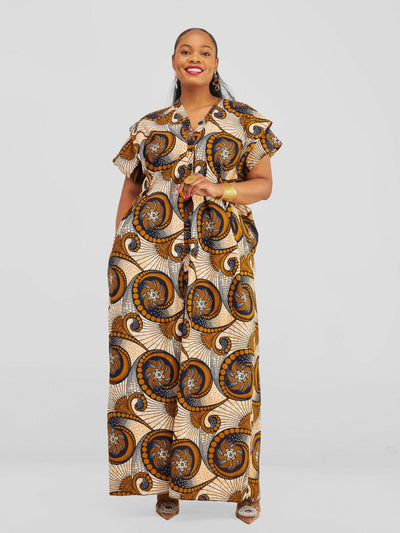 Letaj Fabtory African Boubou Kaftan Dress - Brown - Shopzetu