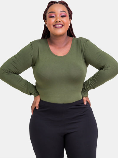 Vivo Basic Long Sleeved Bodysuit - Hunters Green - Shopzetu