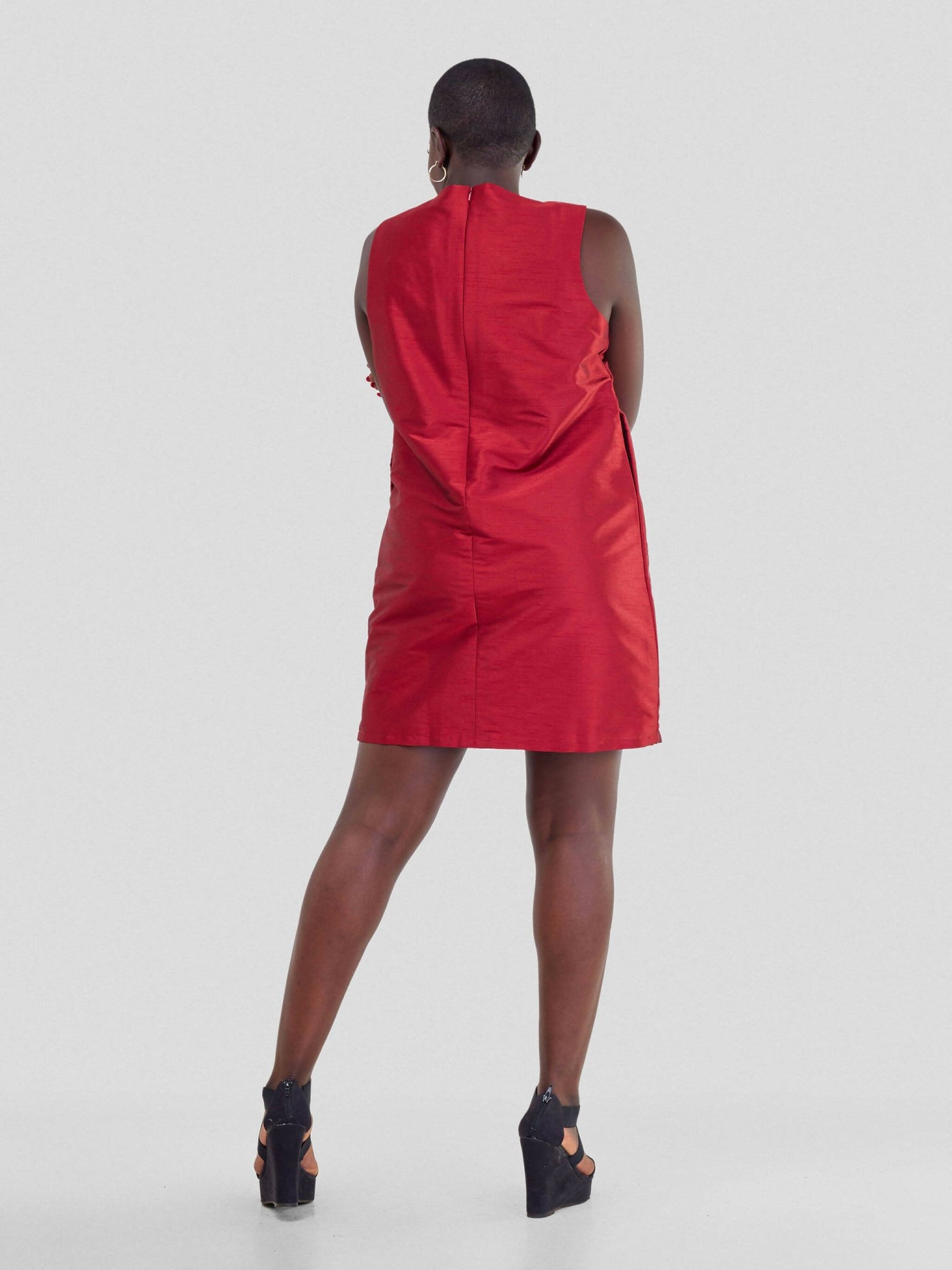 Fauza Design Nyekundu Silk Dress - Maroon - Shopzetu