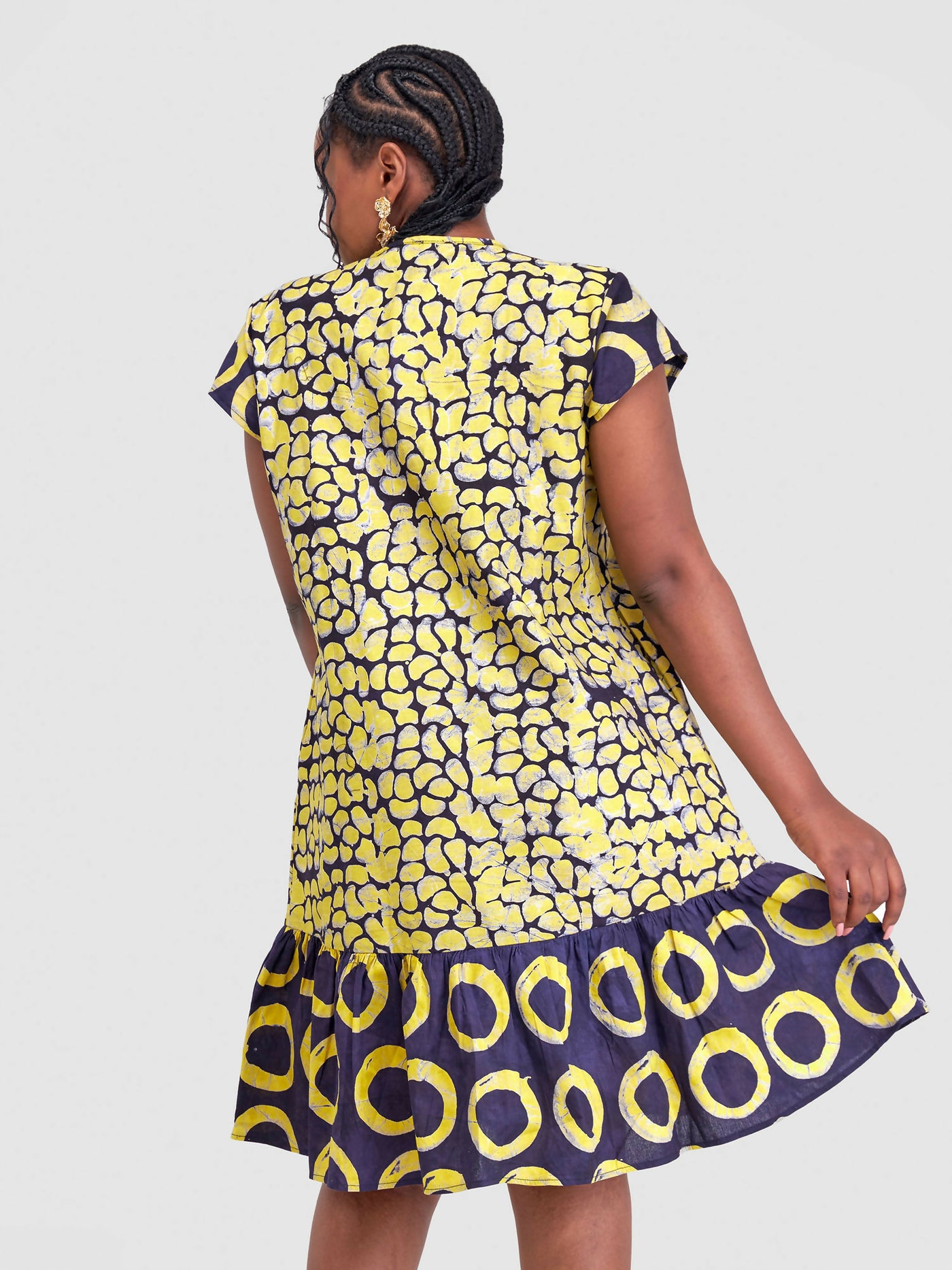 The Fashion Frenzy Nuru Cap Sleeve Shift Dress - Yellow