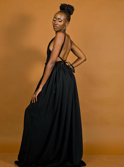 African Yuva Hornet Maxi Dress - Black - Shopzetu