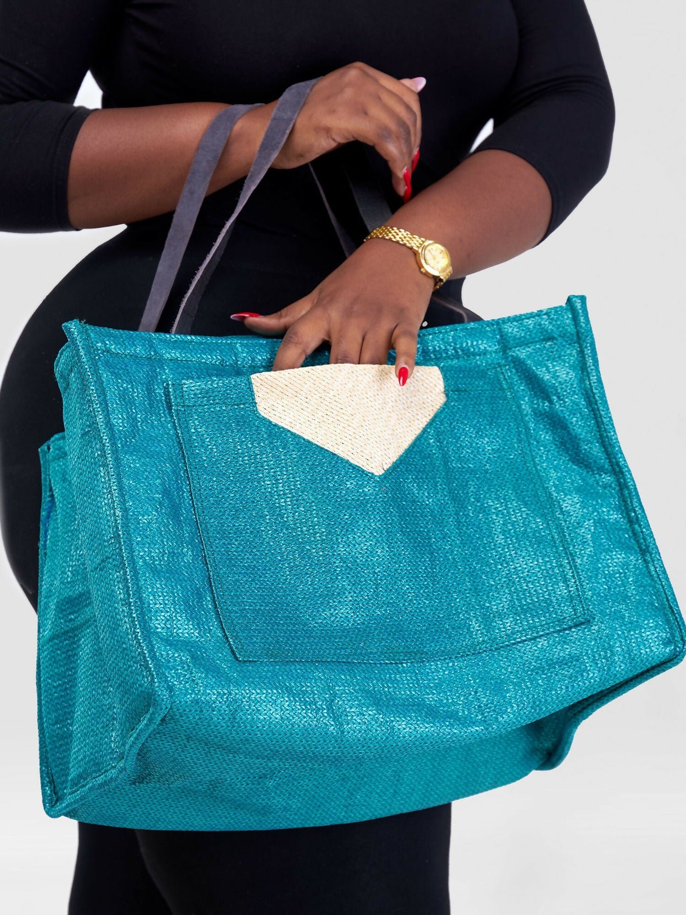 Zosa Jute Tote Bag - Teal - Shopzetu