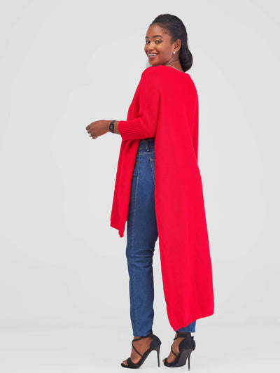 Anel's Knitwear Drop Shoulder Poncho - Red