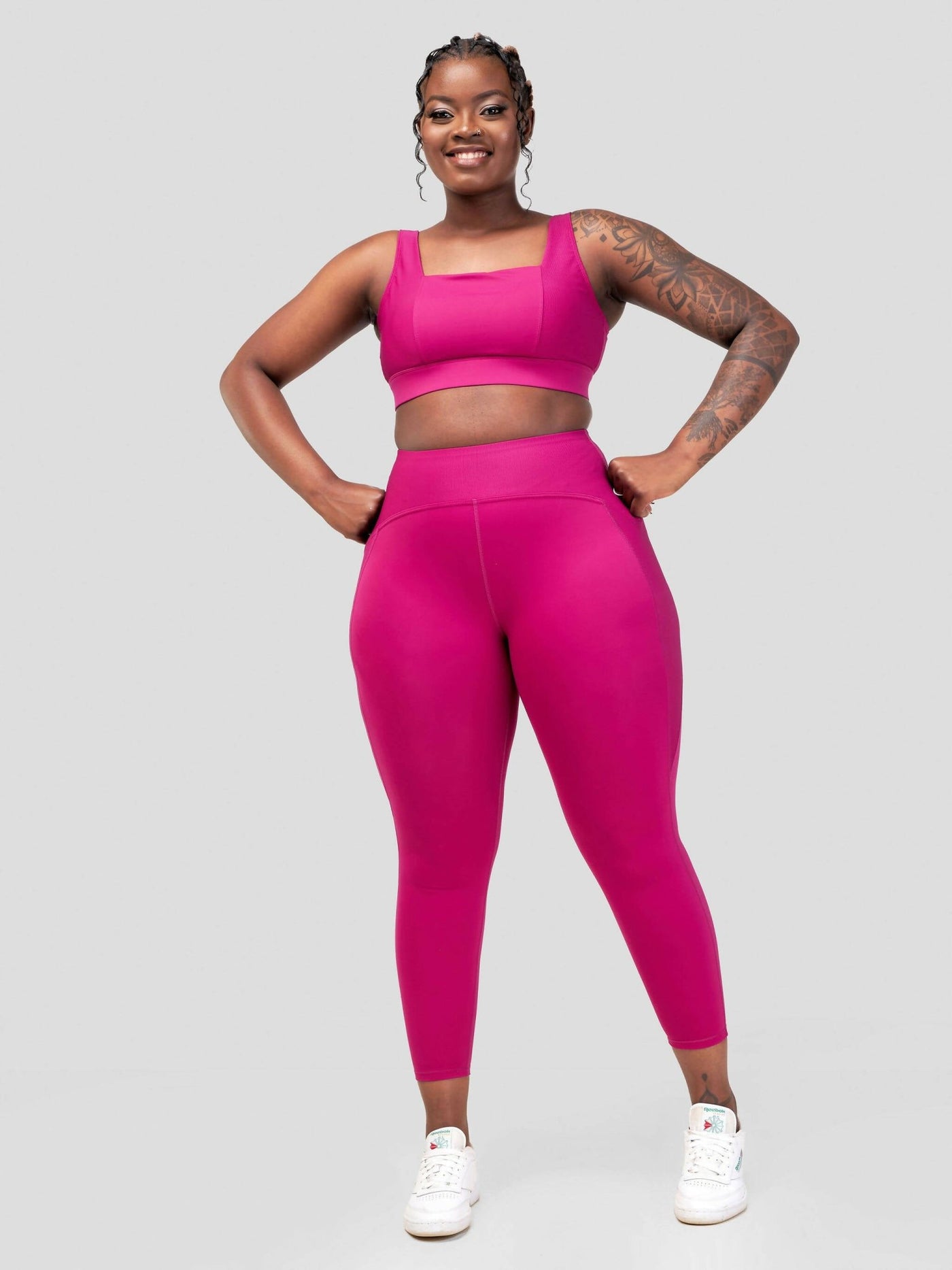 Flen Store 3 - Piece Sports (Bra, Leggings, Jacket set) - Fuchsia - Shopzetu