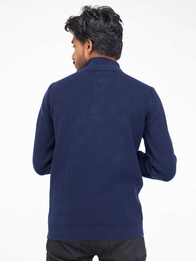 Anel's Knitwear Zetu Men's Half Zipped Sweater - Navy Blue - Shopzetu