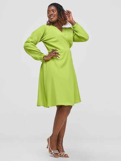 Lizola Jenniffer Wrap Dress - Lime Green