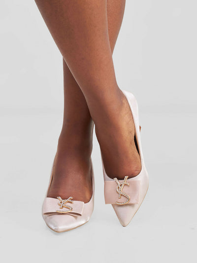 Modern Shop Collection Satin Bow heel - Nude