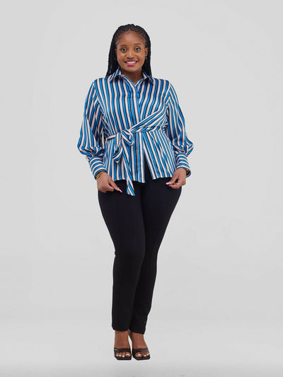 Silk House Collection Kiki Shirt - Blue Stripe - Shopzetu