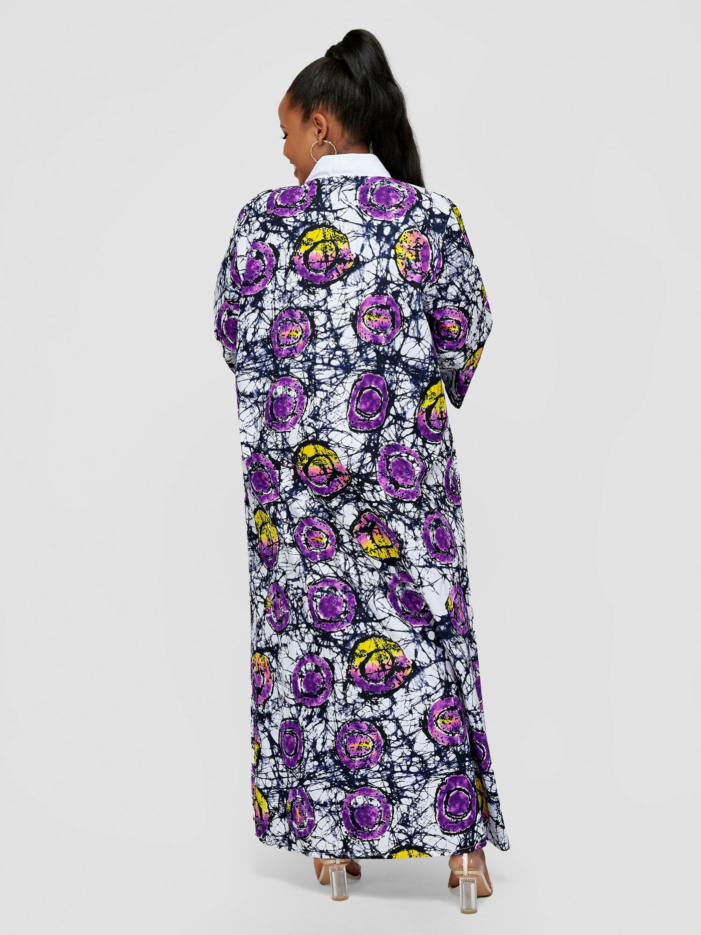 Tuli Adira Ankara Kimono - Purple / White