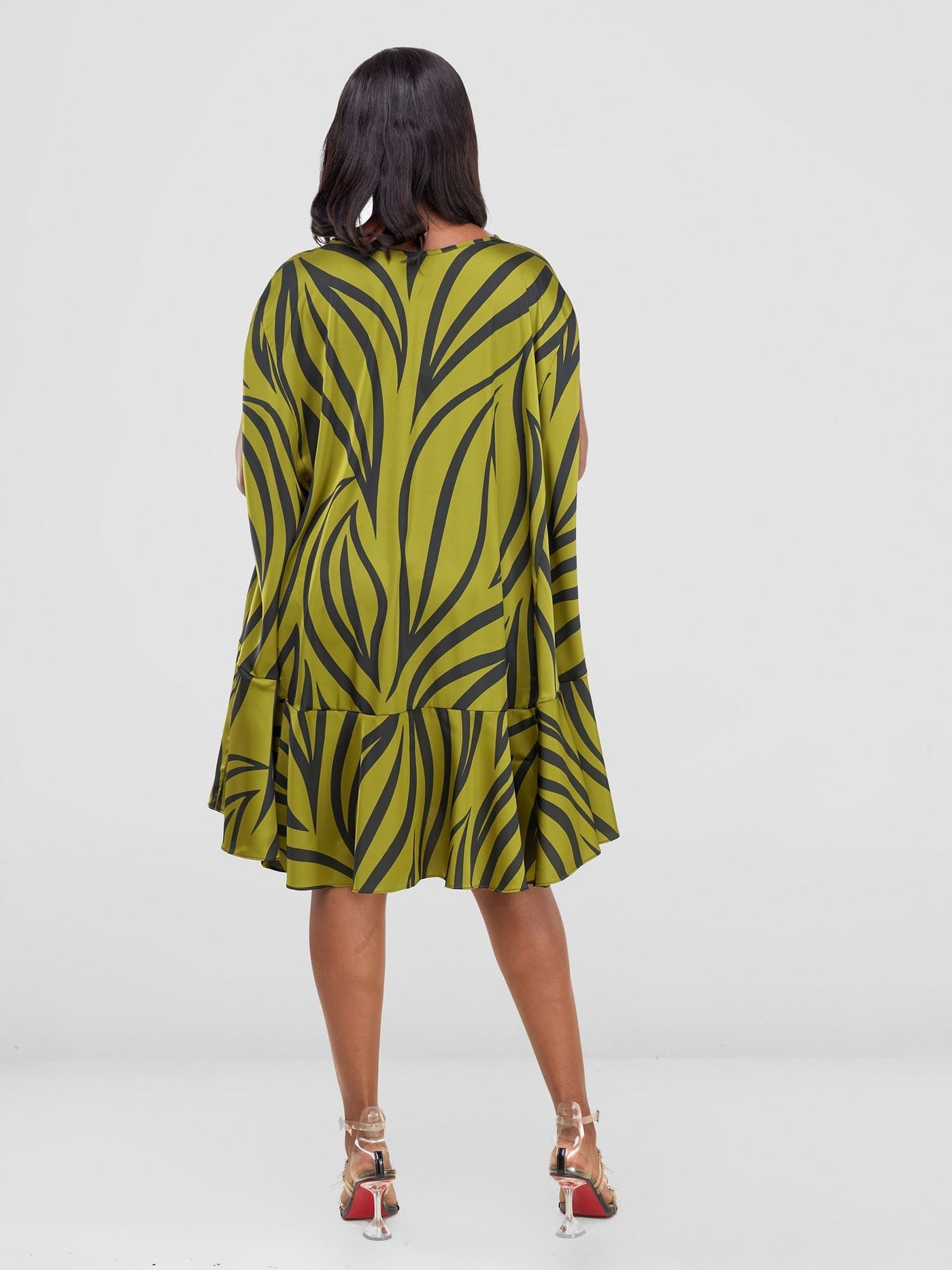 Vivo Chidii Cape Dress - Olive / Black Ameli Print - Shopzetu