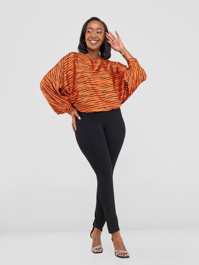 Vivo Chidii Batwing Top - Rust / Black Sidi Print - Shopzetu