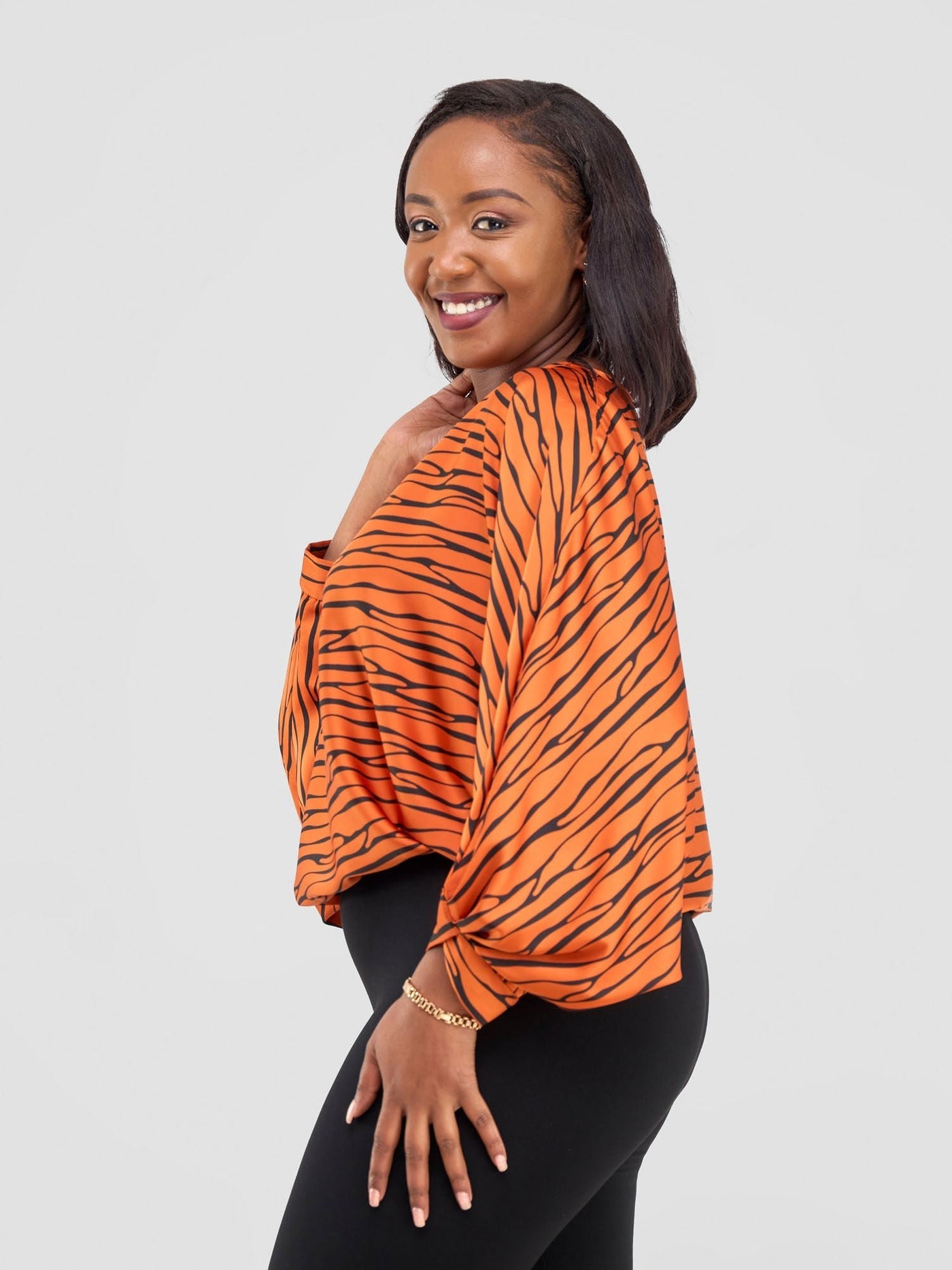 Vivo Chidii Batwing Top - Rust / Black Sidi Print - Shopzetu