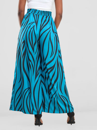 Vivo Chidii Wide Leg Pants - Teal / Black Ameli Print - Shopzetu