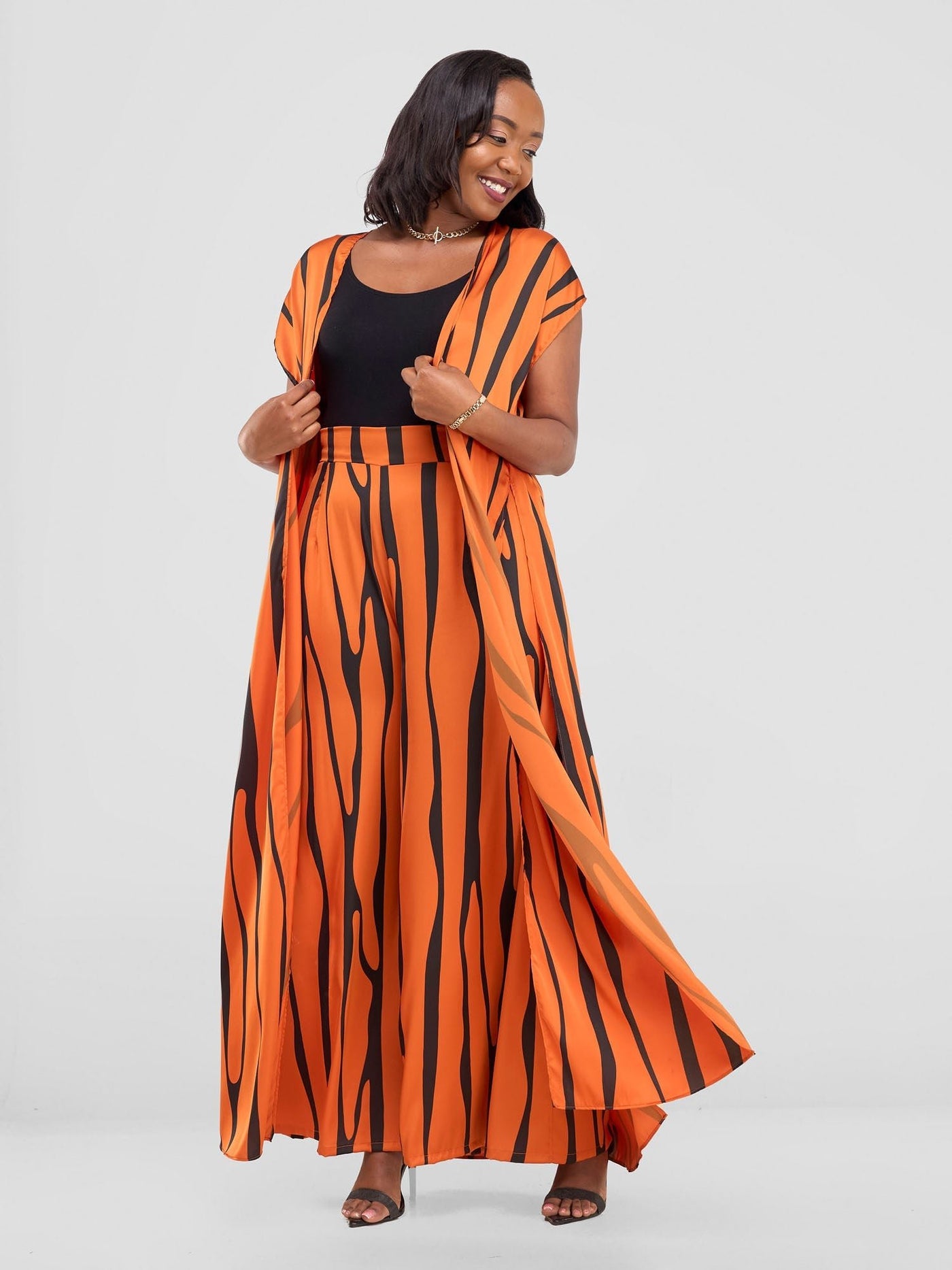 Vivo Chidii Wide Leg Pants - Rust / Black Sidi Print - Shopzetu