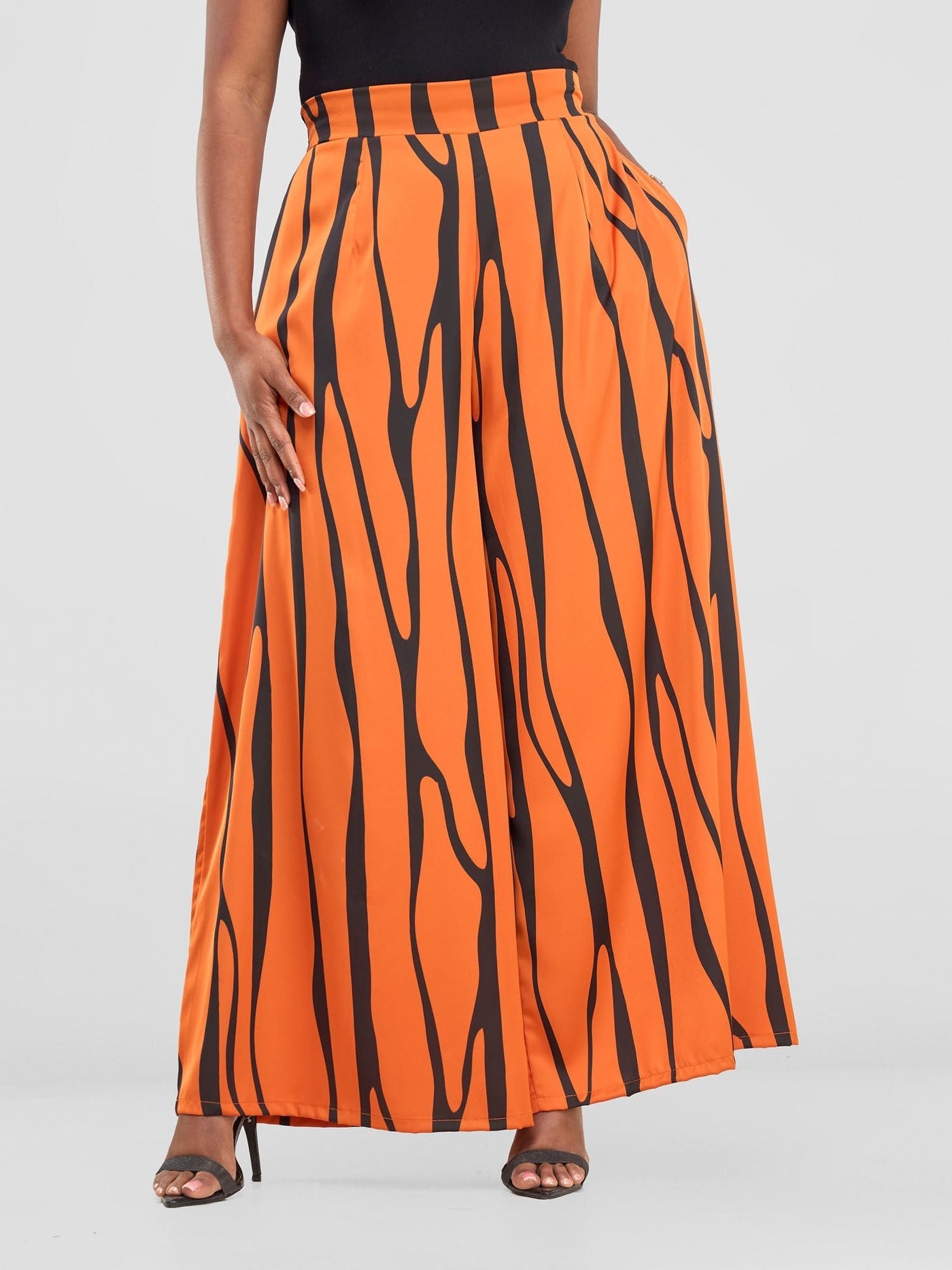 Vivo Chidii Wide Leg Pants - Rust / Black Sidi Print - Shopzetu