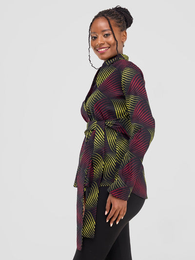 Safari Savannah Kitenge Chinese Collar Shirt - Shama Print - Shopzetu