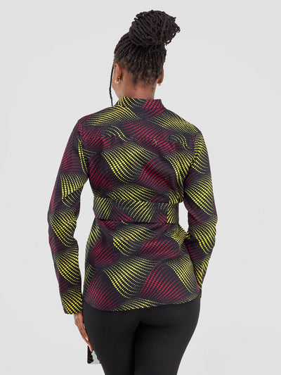 Safari Savannah Kitenge Chinese Collar Shirt - Shama Print - Shopzetu