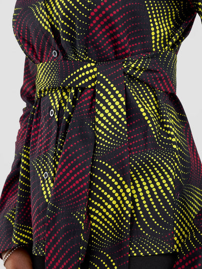 Safari Savannah Kitenge Chinese Collar Shirt - Shama Print - Shopzetu