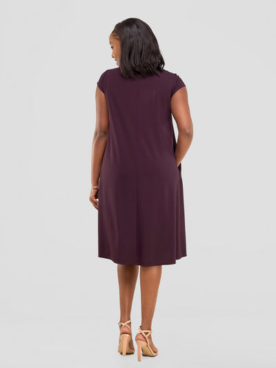 Sierra Tent Knee Length Dress - Burgundy