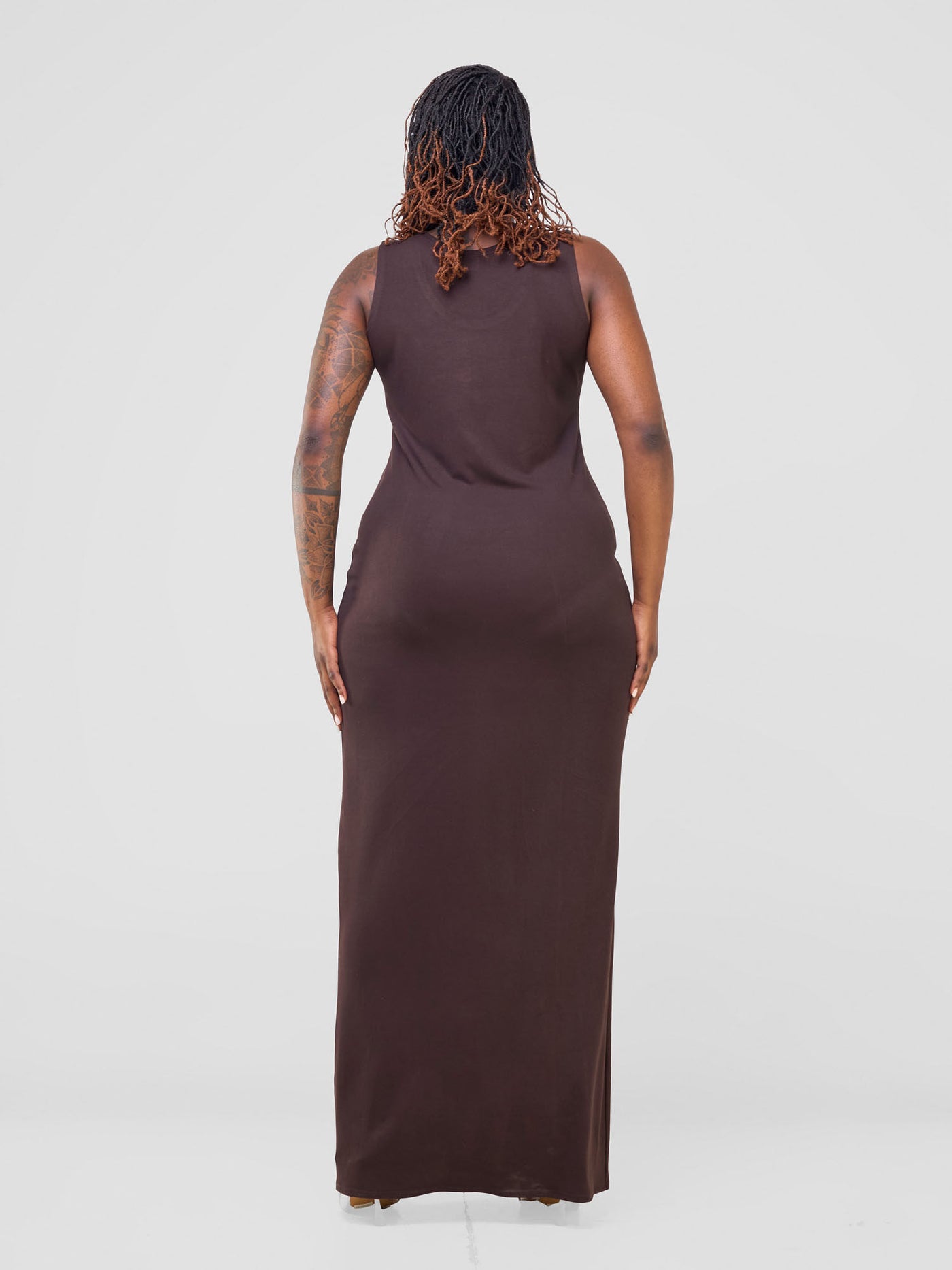 Basic Straight Maxi Dress - Chocolate