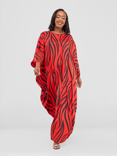 Vivo Chidii Maxi Kaftan - Red / Black Ameli Print - Shopzetu