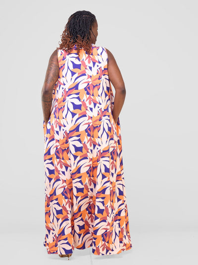 Vivo Ava Tent Maxi Dress - Cream / Orange Print - Shopzetu