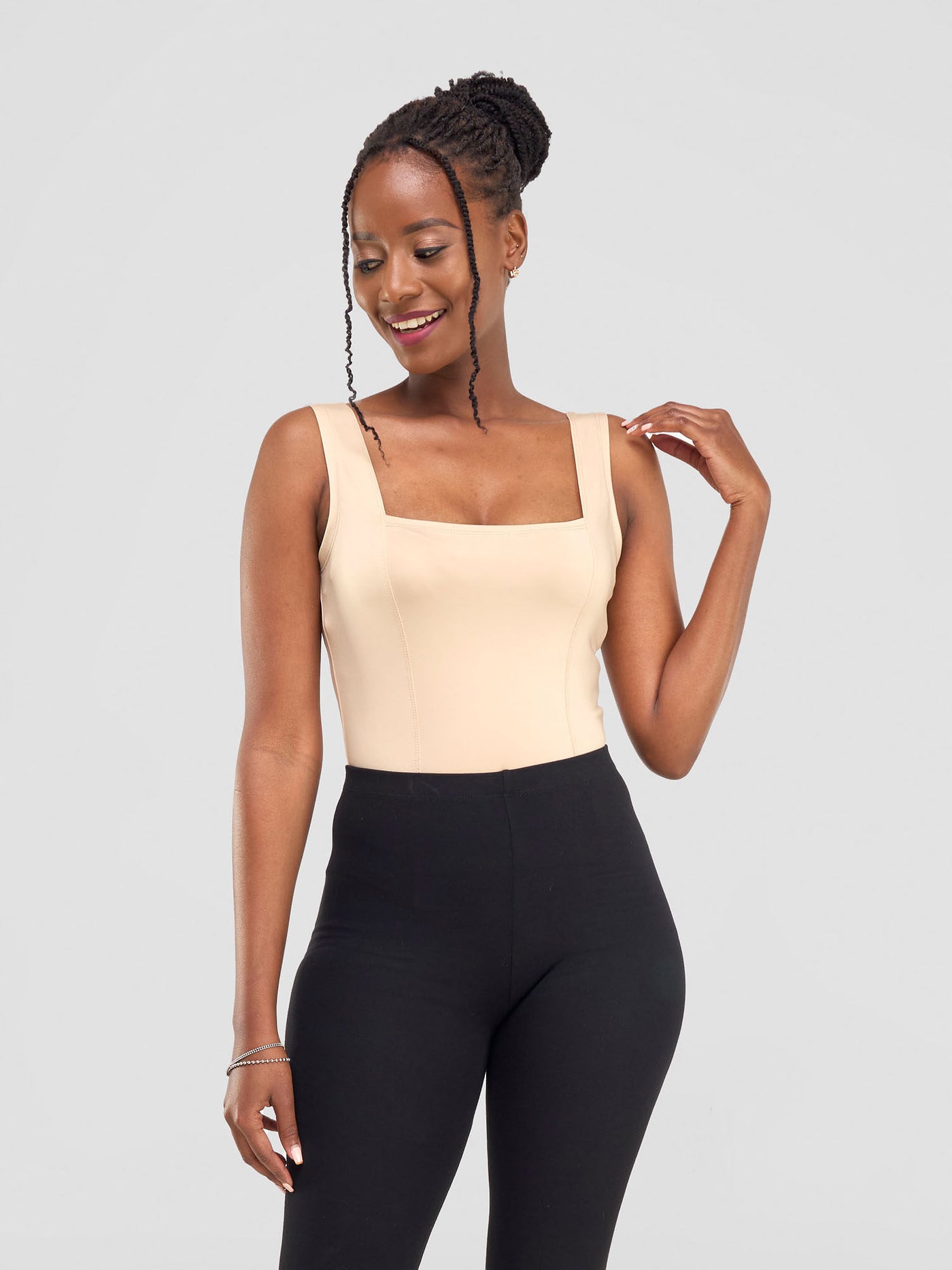 Zoya Sitawi Square Neck Bodysuit - Taupe