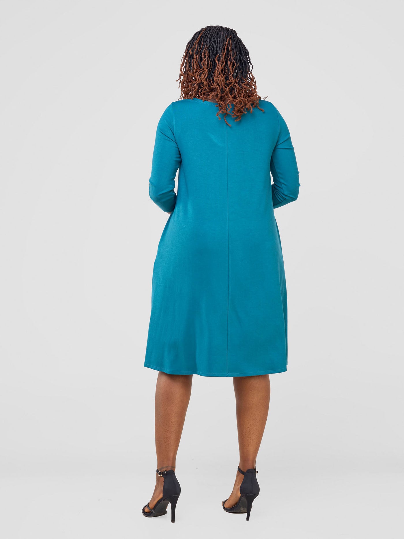 Leila 3/4 Sleeve Tent Knee Length Dress - Teal