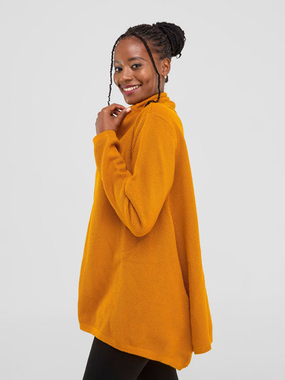 Vivo Cowl Neck Knit Sweater - Mustard - Shopzetu